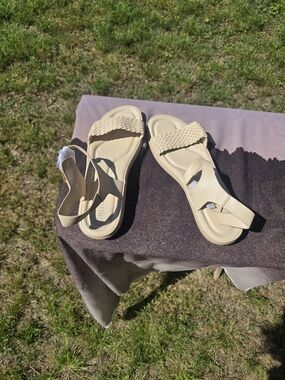 Braided Strap Beige Women's Sandals - Lightweight Summer Comfort Size 42/10